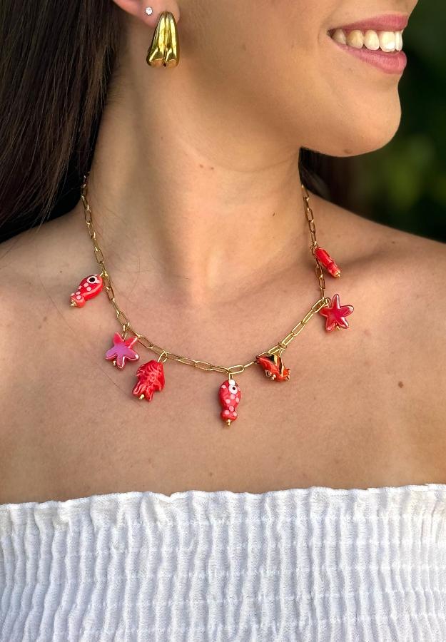 Collar fish rojo