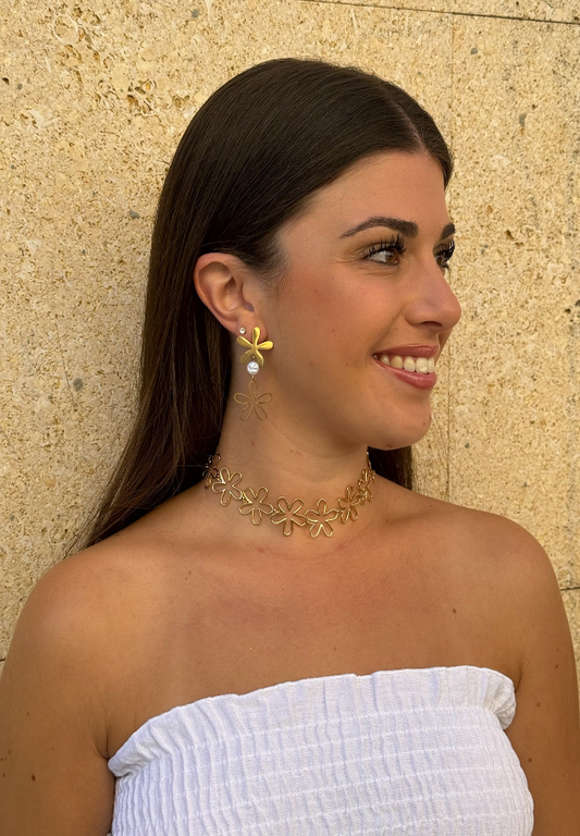 Choker Flor De Acero Inoxidable