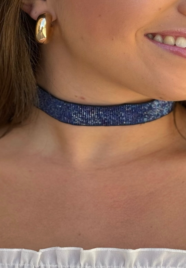 Choker brillo azul